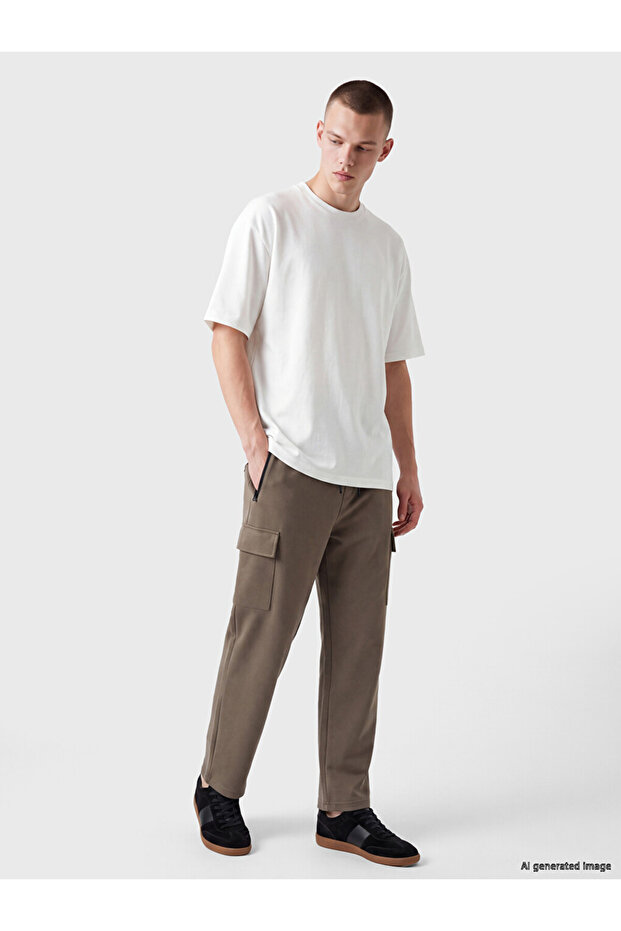 Brown Regular Fit Men's Cargo Sweatpants