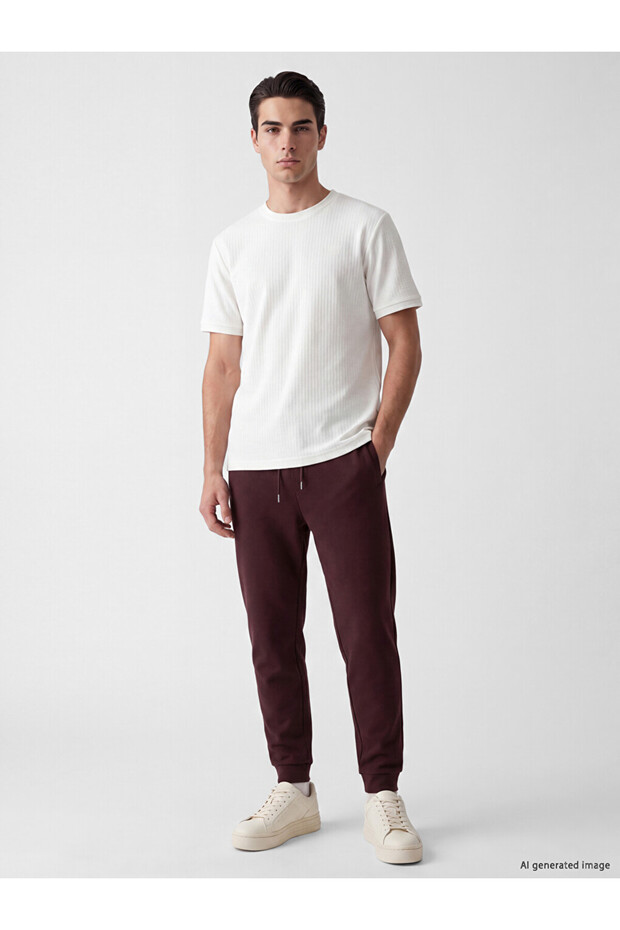 Özmarka New Season Burgundy Regular Fit Men's Jogger Sweatpants