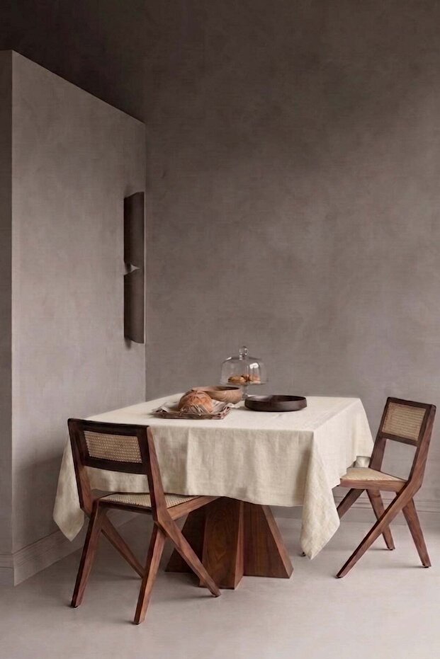 Linen Cotton Tablecloth Washed Plain Woven