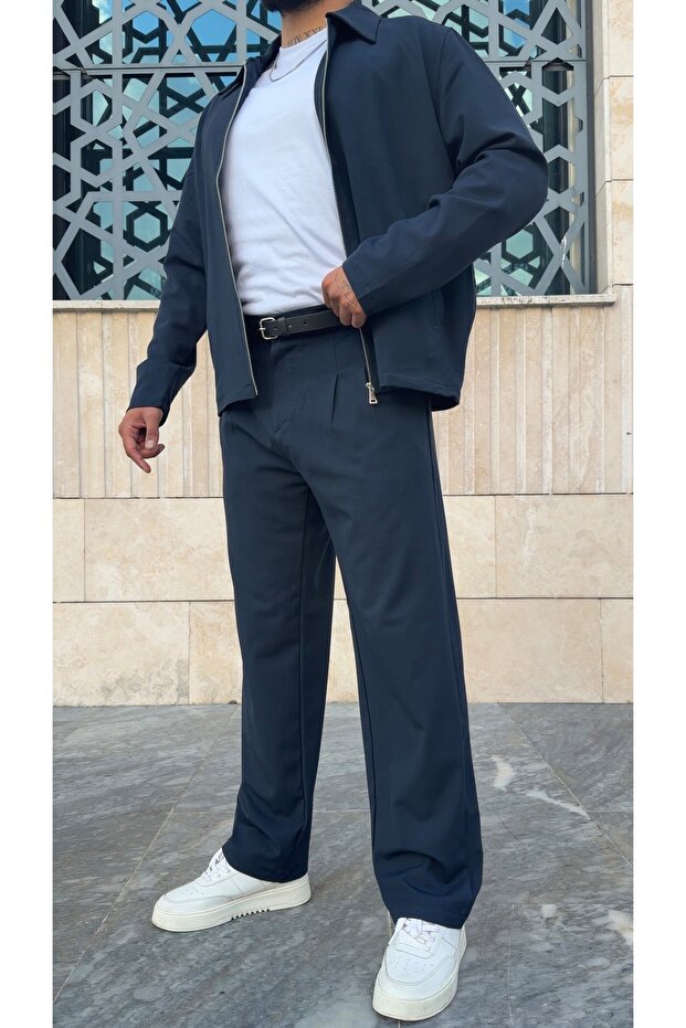Pleated Fabric Baggy Pants
