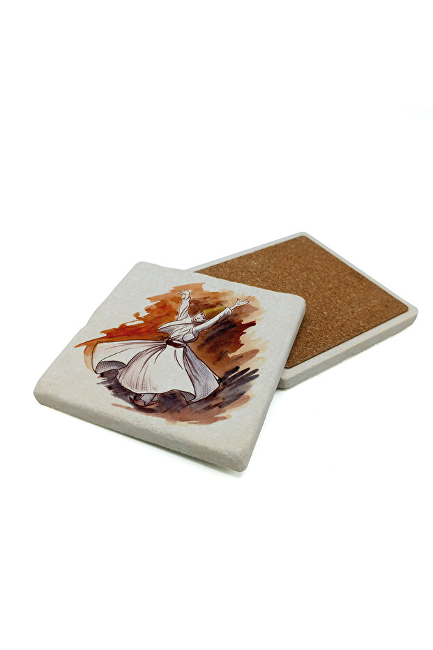Semazen Printed Natural Stone Coaster 10X10 Krt-78