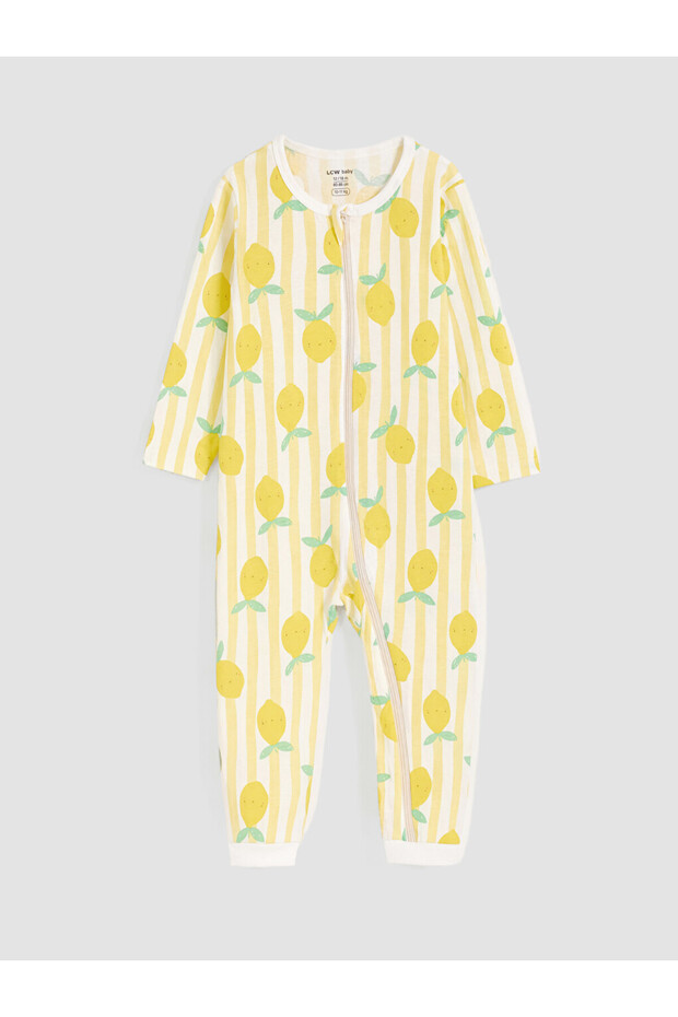 Crew Neck Patterned Baby Boy Jumpsuit