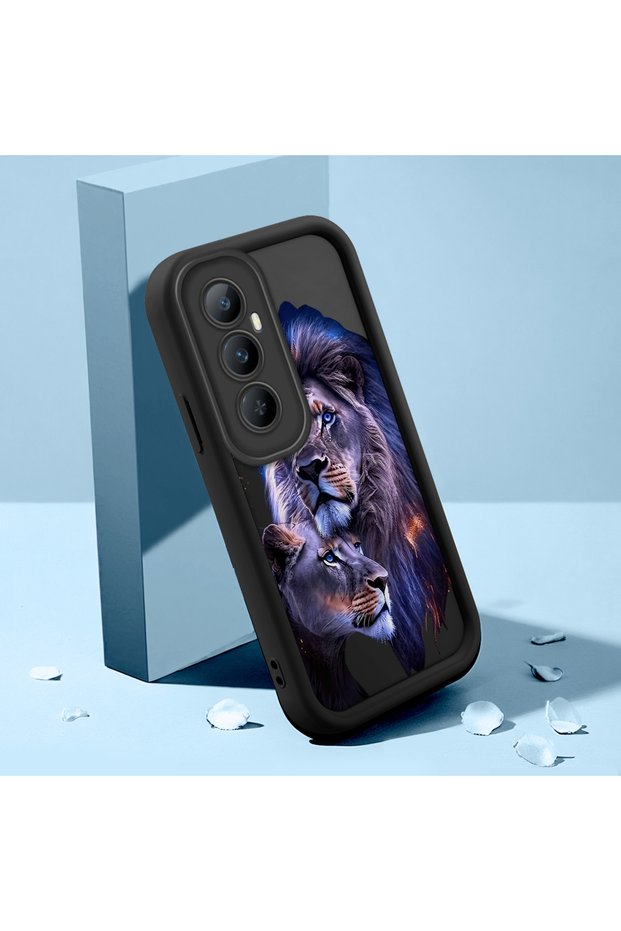 Realme C65 4g Compatible Aslan Double Portrait Printed Silicone Case, Provides Shock Absorption