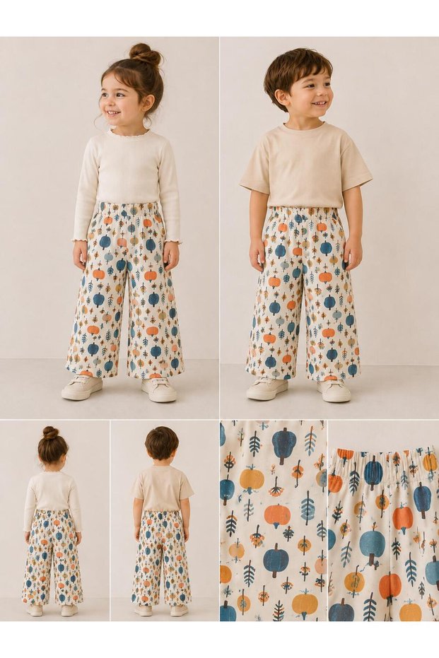 Children's Muslin Fabric Wide Leg Pants