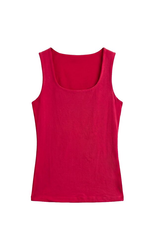 Red Poll Thick Strap U-Neck Undershirt