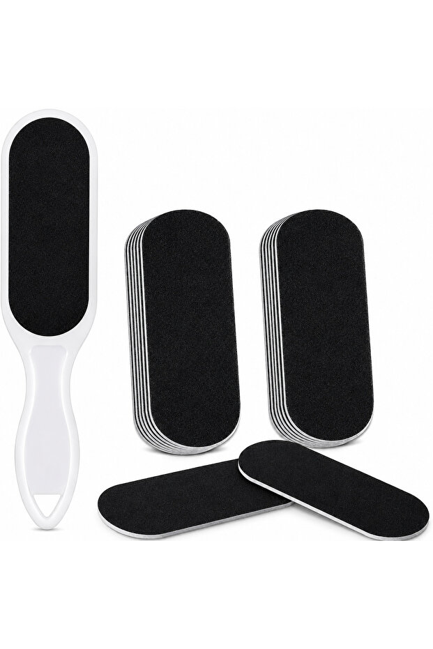 Silkstar Pedicure Foot File with 50 Replacement Pads | 25 Coarse 80 Grit & 25 Fine 180 Grit | Reusable Callus Remover for Smooth Feet