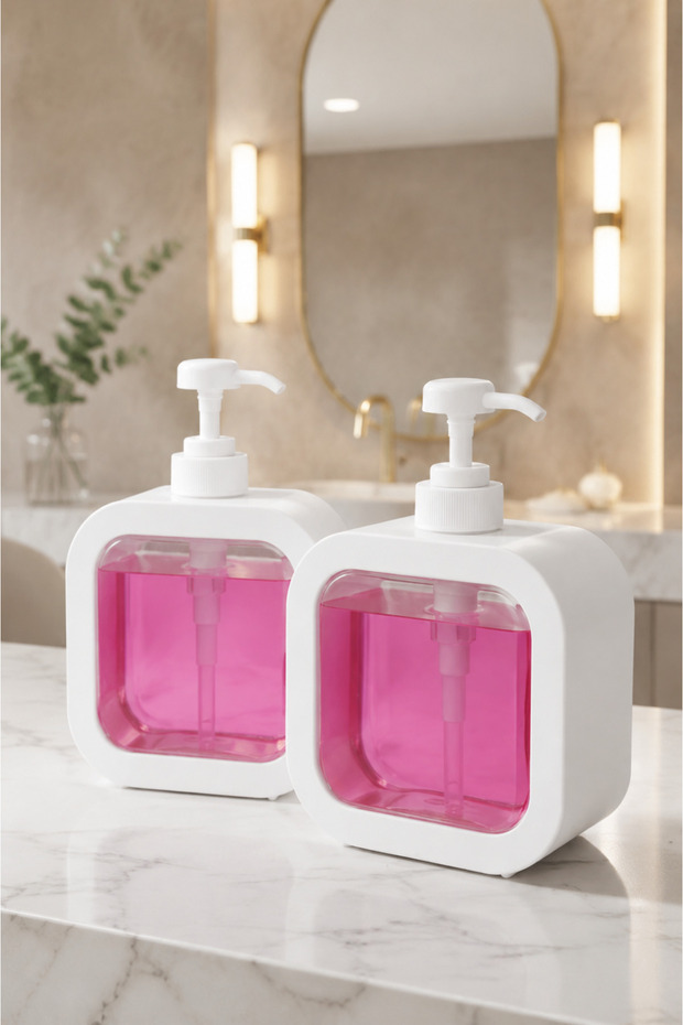 2 Countertop 400 ml Bathroom Kitchen Liquid Soap Dispenser| Bathroom Kitchen Dish Sink Detergent Holder