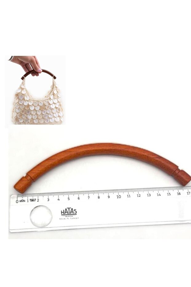 Oval Tan Color Single Wooden Bag Handle 17 cm