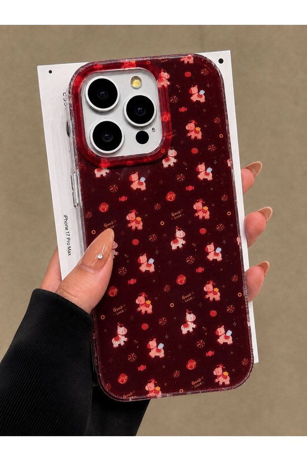 iPhone 15 Pro Compatible (Internally Printed) Shiny Patterned Soft Transparent Stylish Phone Case with Shiny Sides