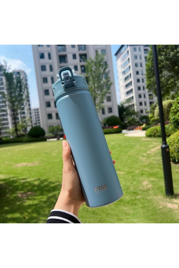 600ML Blue TYESO Thermos Bottle Car Insulated Flask Water Tumbler for Outdoor Sports Travel Vacuum F