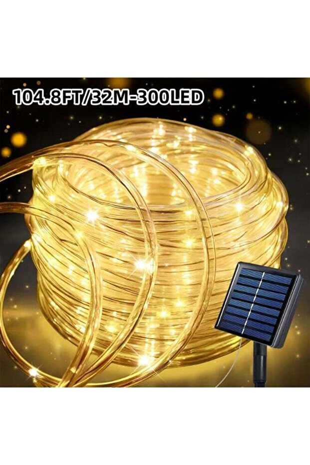 Solar Powered LED Rope or Pipe Lights, LED Waterproof Outdoor Fairy Lights for Garden, Patio, Balcony, Ramadan & Party Decorations (Rope Pipe Light-Warm, 12 Meters)