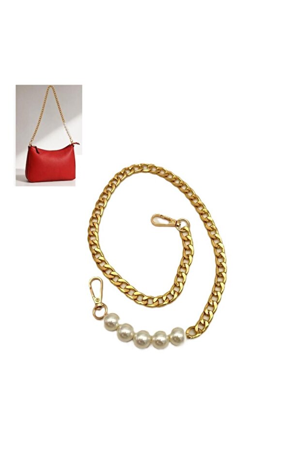 70 cm Light Golden Color Pearl Bag Chain with Hook