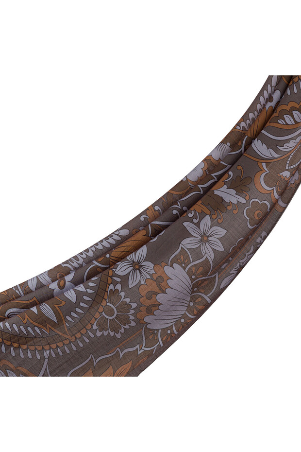Smoked Gray Palace Ivy Patterned Tencel Shawl