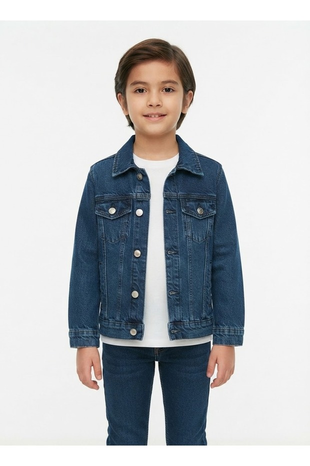 Unisex Black Blue Gray Color Alternative Kids Denim Jacket - Unisex Kids Denim Jacket