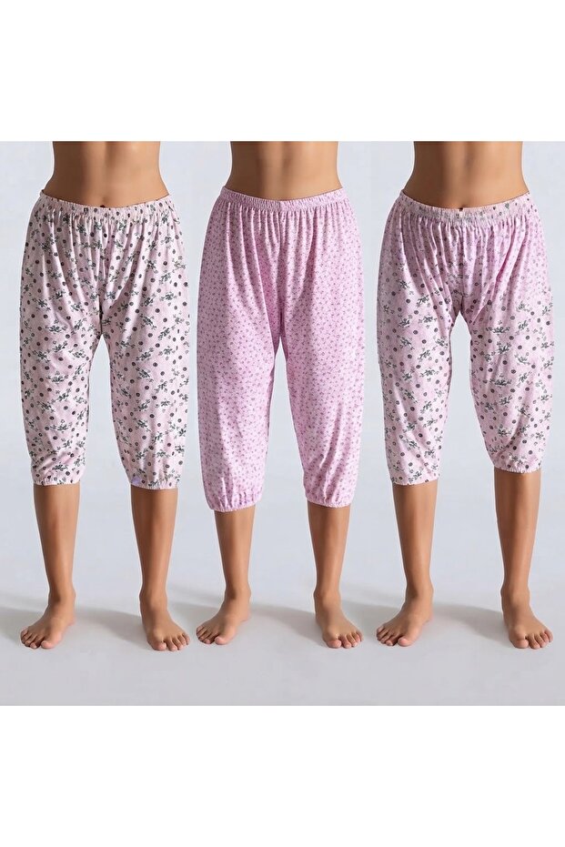 Cotton Long Johns Relaxed Fit Home Wear Capri / Pajama Bottoms 3 Pieces
