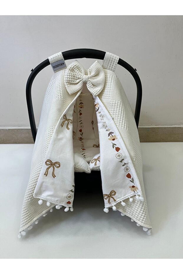 Cream Stroller Cover and Stroller Cushion Set of 2