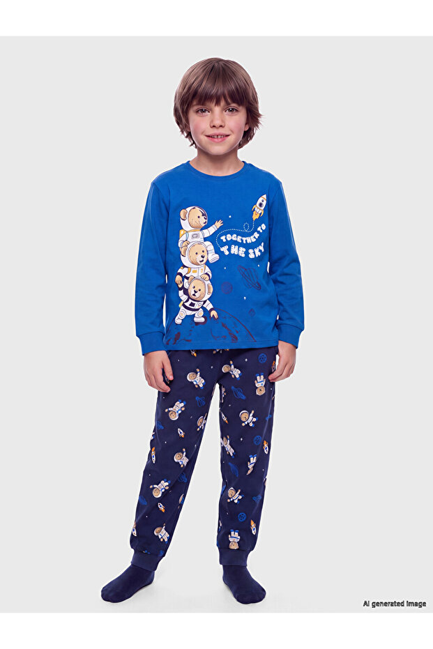 Crew Neck Printed Boys' Pajama Set