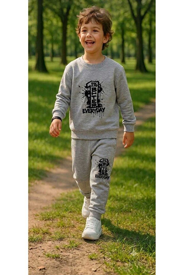 Boys' Winter Tracksuit Set Sweatshirt Bottoms Cotton Three-Thread Ribbed 3-4-5-6-7 Years Old (Please Choose One Size Larger)