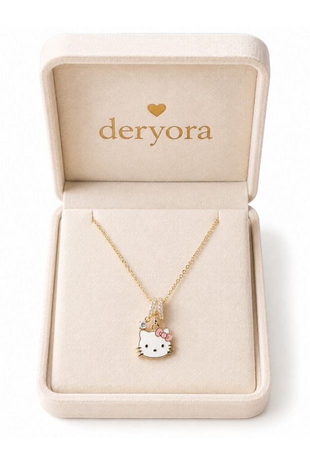 Women's Gold Figured Zircon Stone Elegant Chain Necklace Stylish Daily Use Gift Jewelry Cute Design Necklace