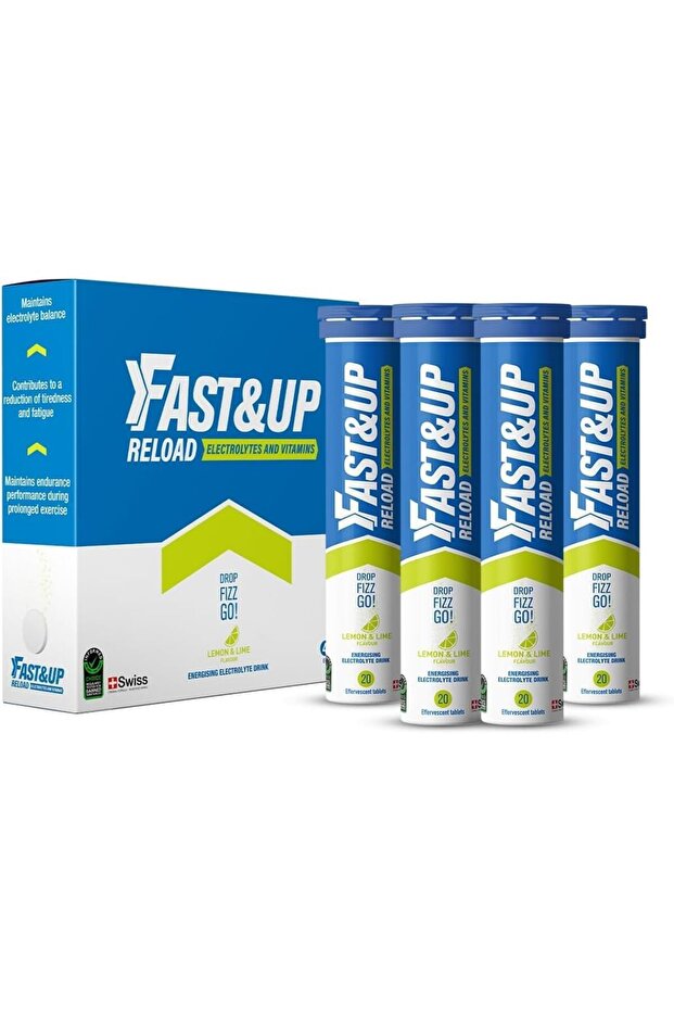 FAST&UP Reload - Electrolyte Hydration Drink - 80 Effervescent Tablets, Lemon Lime Flavour