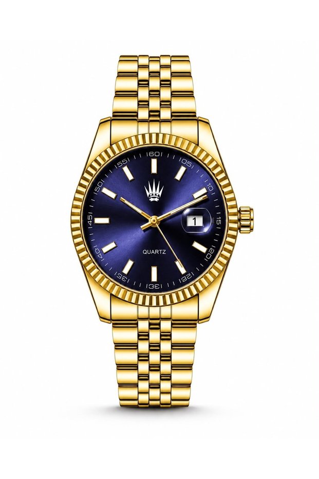 Kaelor Gold Navy Blue Steel Wristwatch