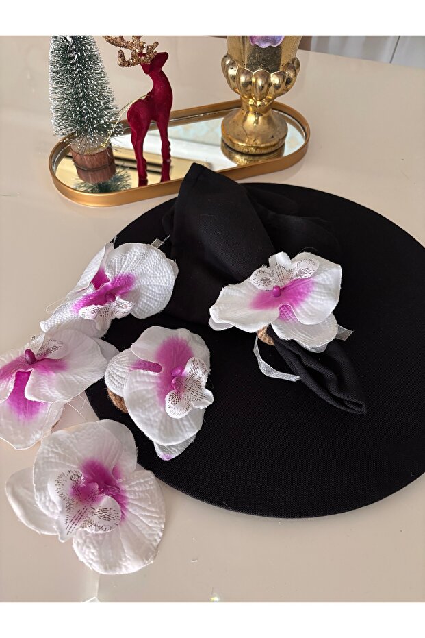 5-Pack White Orchid Napkin Holder Tableware Presentation Napkin Ring Ring