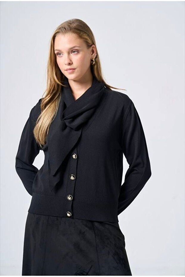 604 Mercerized Cardigan with Removable Shawl Accessory