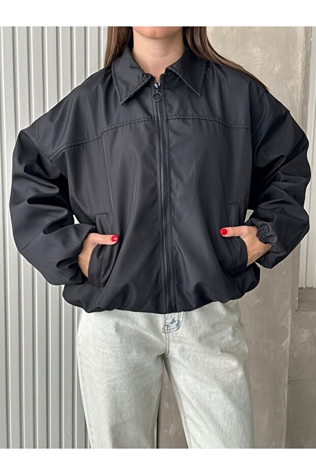 Women's Bonded Jacket Water Repellent Oversize Zippered Stylish Short Jacket