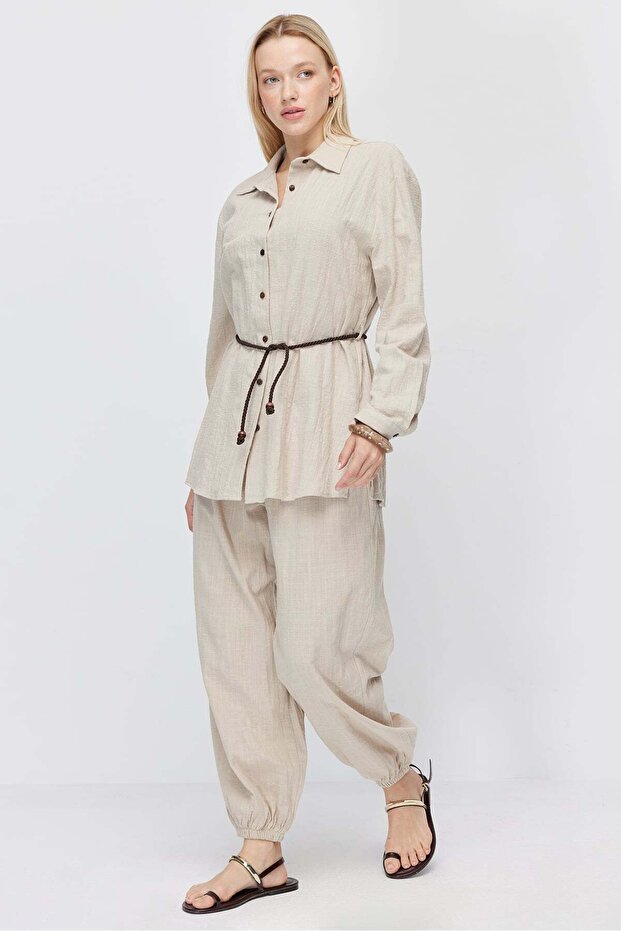 Women's Elastic Leg Linen Trousers