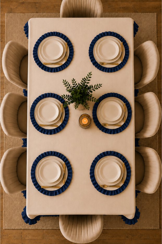 6-Person 7-Piece Ruffled Tablecloth Set