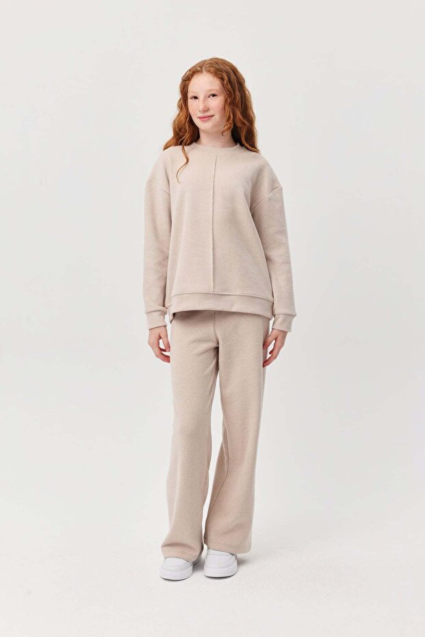 Girl's Elastic Waist Textured Sweat Bottoms