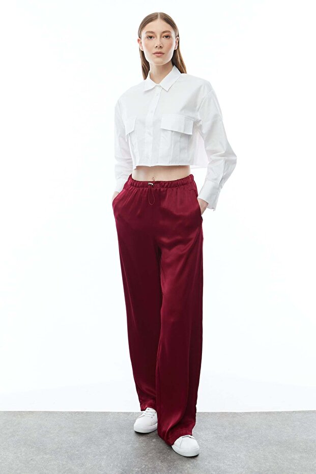 Satin Trousers with Elastic Waist