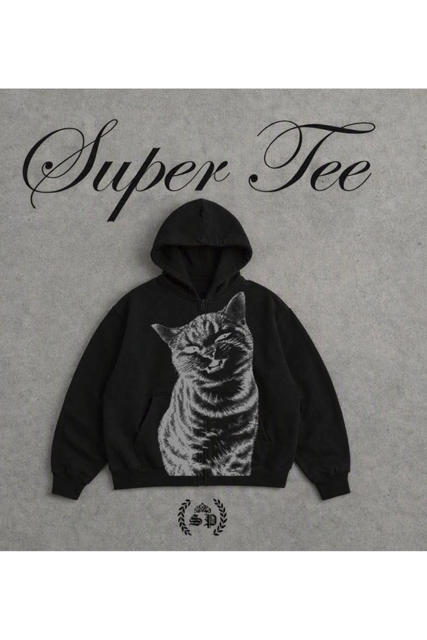 Cat Vintage Trend Zip-Up Sweatshirt Hoodie Styler Series13
