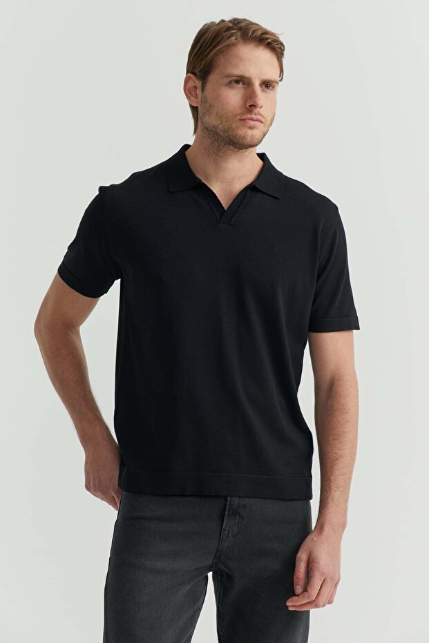 Men's Polo Neck Knitwear T-Shirt