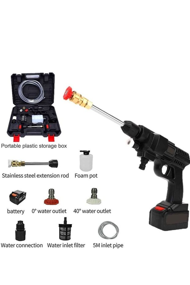 Cordless High Pressure Car Washer with Nozzles Water Gun Set Garden Cleaning Jet Car Washing M