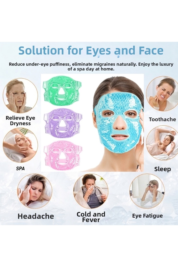Face Mask Cold and Hot Therapy Mask - Gel Cooling Eye Mask - Cold Therapy for Headache