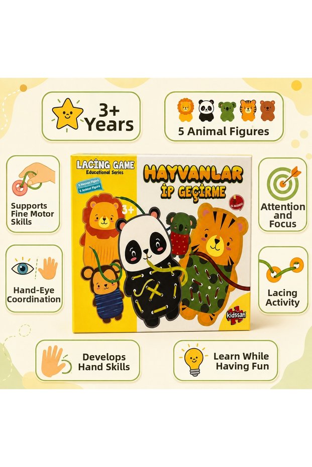 Animals threading educational game set