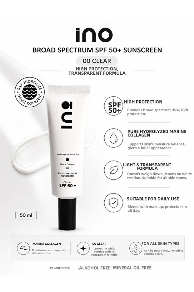 Broad Spectrum Spf 50+ 00 Clear 50ml - Skin Barrier Strengthening and Moisturizing Sunscreen