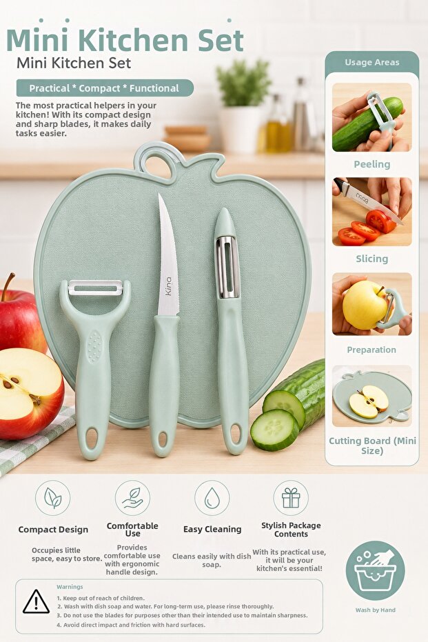 Mini Kitchen Set – 4-Piece Practical Chopping and Peeling Set