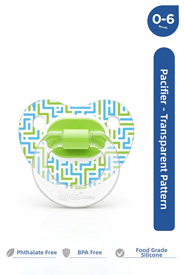 Transparent Patterned Pacifier 0-6 Months Green