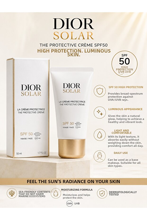 High Sun Protection, Moisturizing Sunscreen Care Cream Spf50+ 50ml