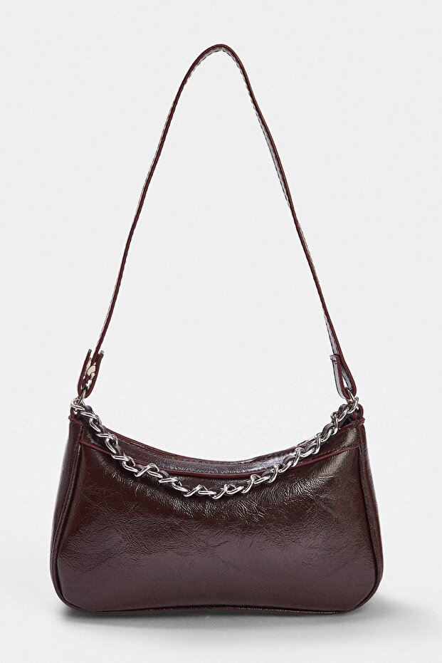 Dark Brown Chain Detailed Women's Mini Shoulder Bag Takaw27Oc00042
