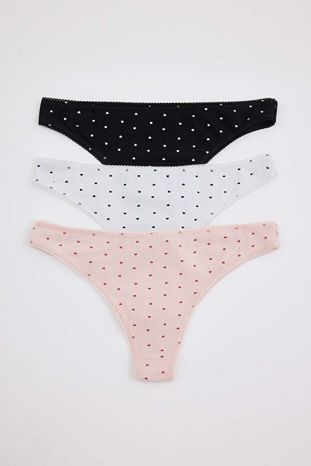 Black-Multicolor 3-Piece Cotton Blend Heart Brazilian Knitted Panties Thmaw27Ku00010