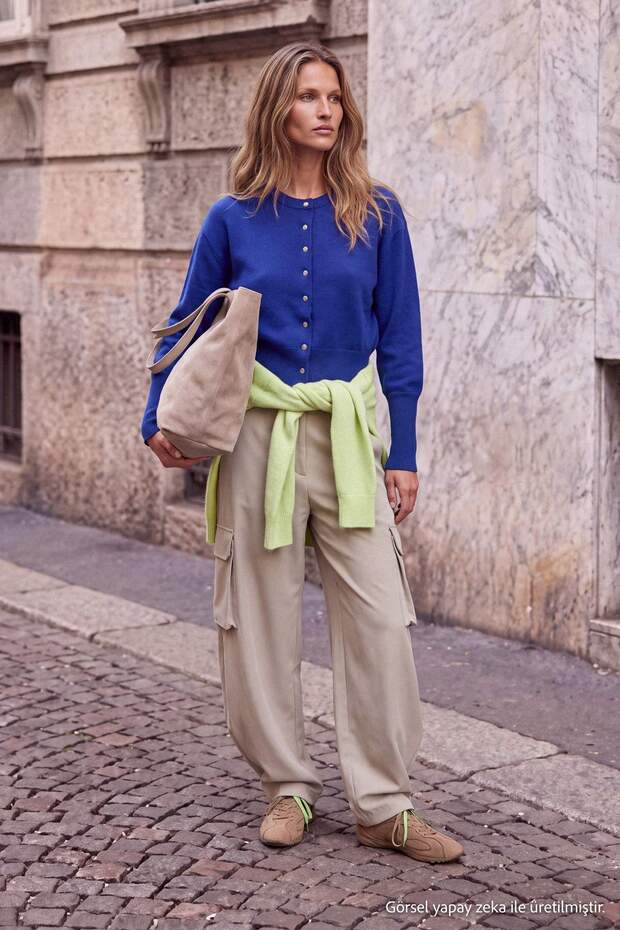 Wardrobe Essentials Saks Bele Oturan Triko Hırka TWOAW27HI00070