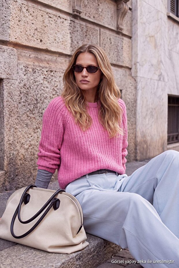 Wardrobe Essentials Pembe*001 Yumuşak Dokulu Triko Kazak TWOAW27KZ00093