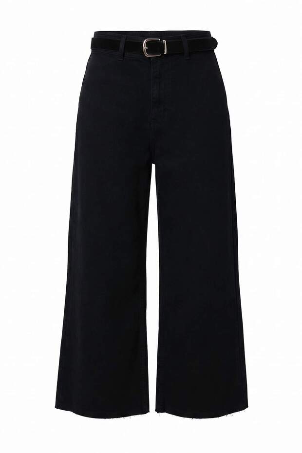 Siyah Kemerli Orta Esnek Yüksek Bel Bilek Boy Culotte Jeans TWOAW27JE00142