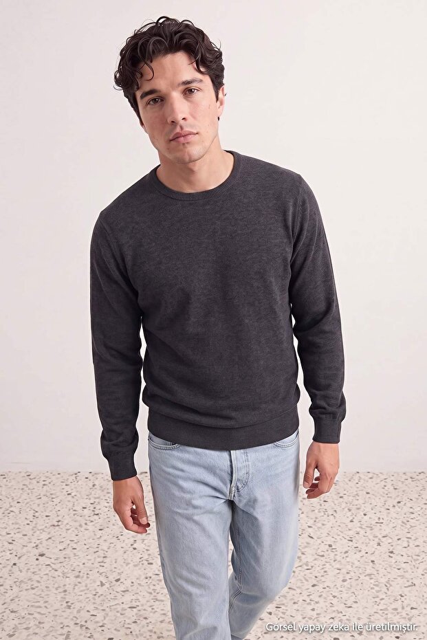 Anthracite Black Regular/Comfort Fit Soft Touch Sweatshirt Tmnaw27Sw00007