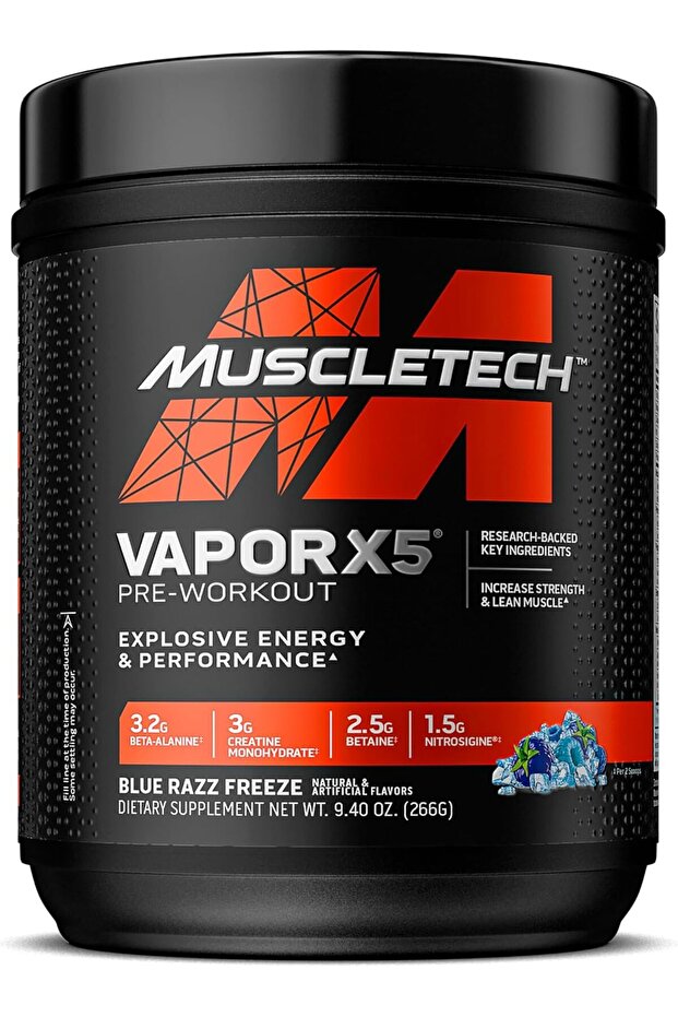 Vapor X5 Next Gen Pre Workout Food Supplement, Blue Razz Freeze, 30 Servings