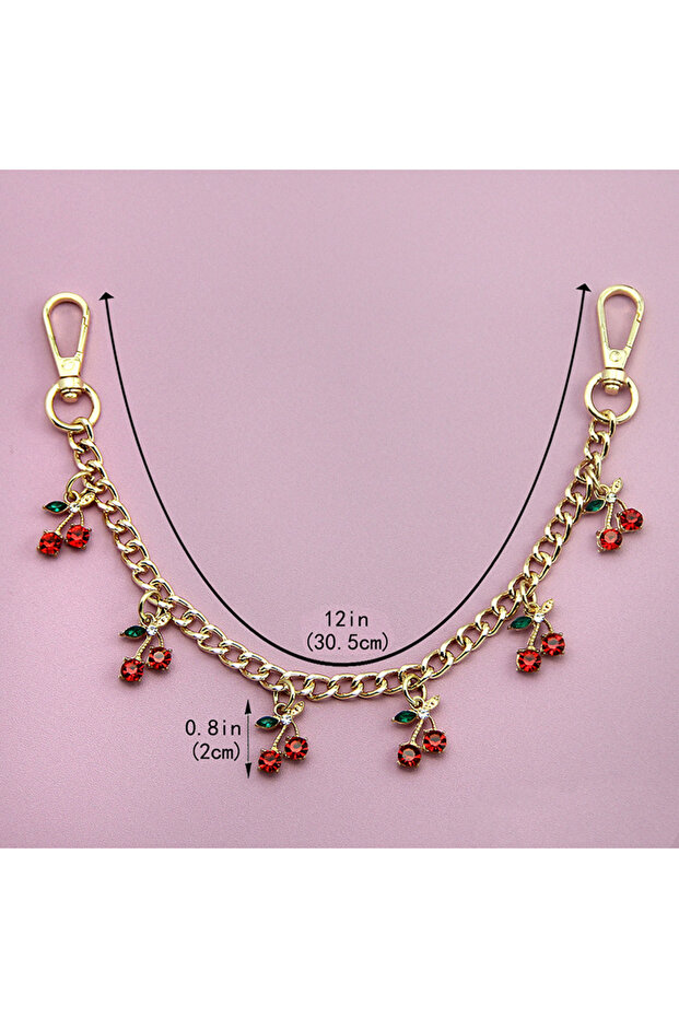 6cherry-red DIY Zinc Alloy Bag Hanging Chain with Cherry Pendant Detachable Shoulder Bag Carrying Ch