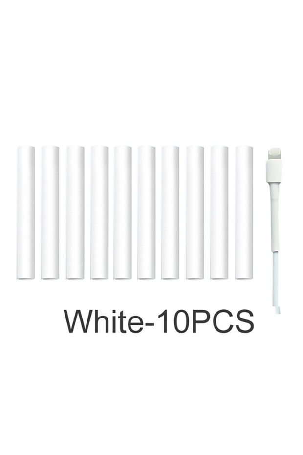 white 10pcs Protector Tube Saver Cover For Lightning Charger Cable USB Cord Smartphone Accessories